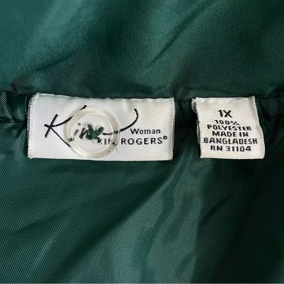 Kim Rogers Women's plus size 1X  Green Quilted lightweight puffer Vest - Picture 7 of 7